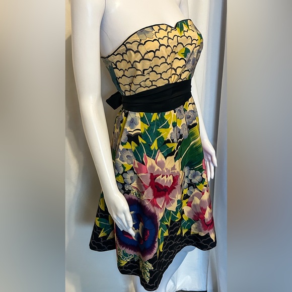 Dresses & Skirts - ANTHROPOLOGIE MOULINETTE SOEURS SZ 8 STRAPLESS FLORAL COLORFUL DRESS BOHO CHIC